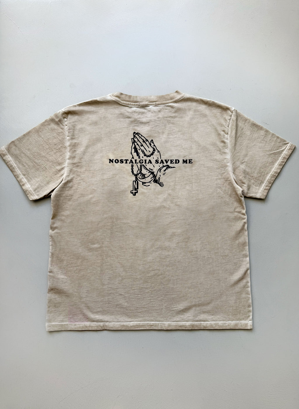 Camiseta - Nostalgia Saved Me - Beige Faded Wash
