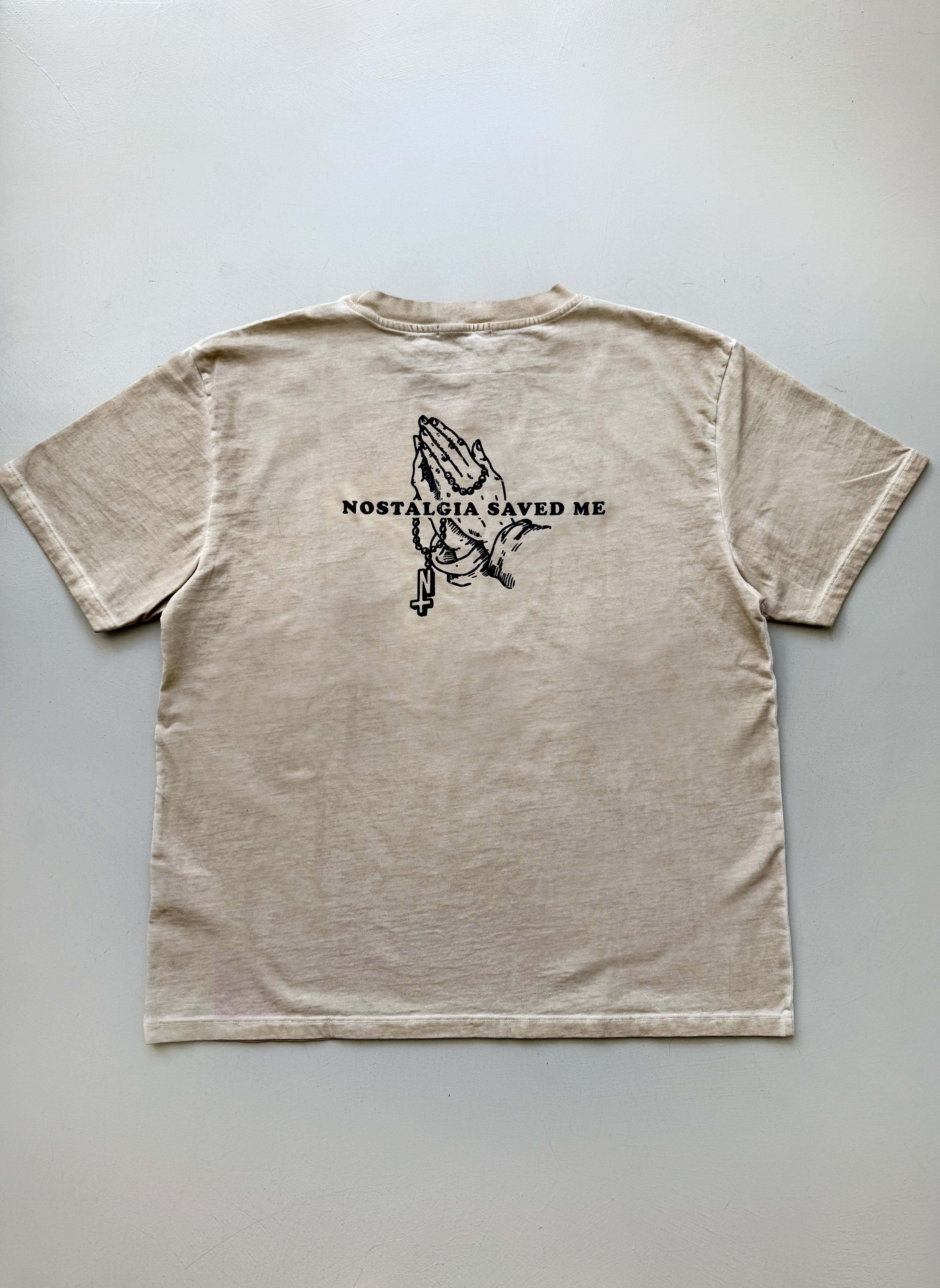 Camiseta - Nostalgia Saved Me - Beige Faded Wash