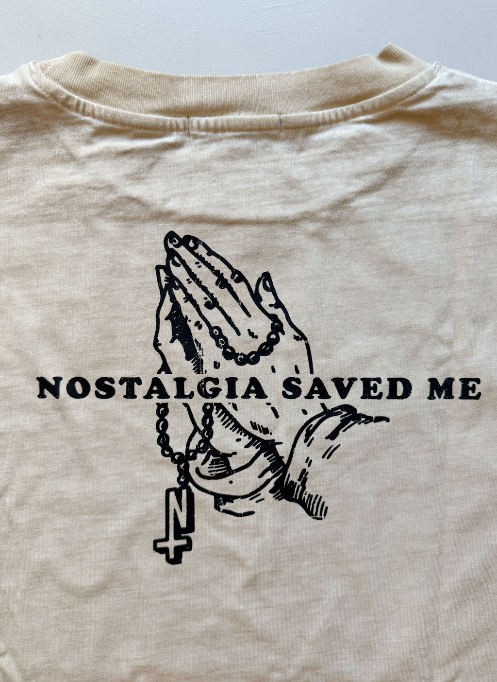 Camiseta - Nostalgia Saved Me - Beige Faded Wash