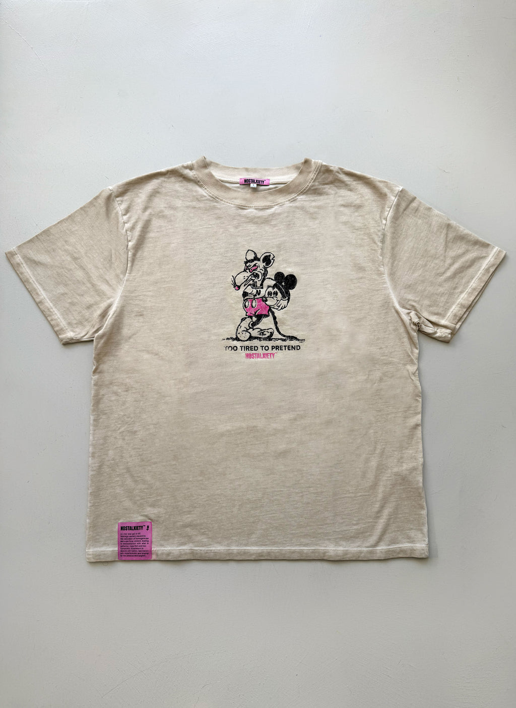 Camiseta - Too Tired To Pretend - Beige Faded