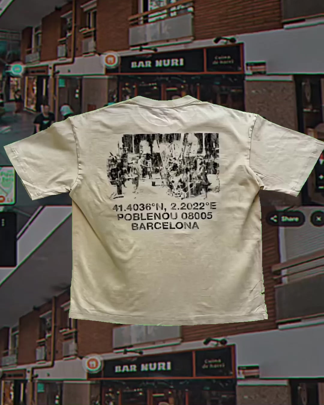 NouHood - Poblenou Archive T-shirt - Beige Red